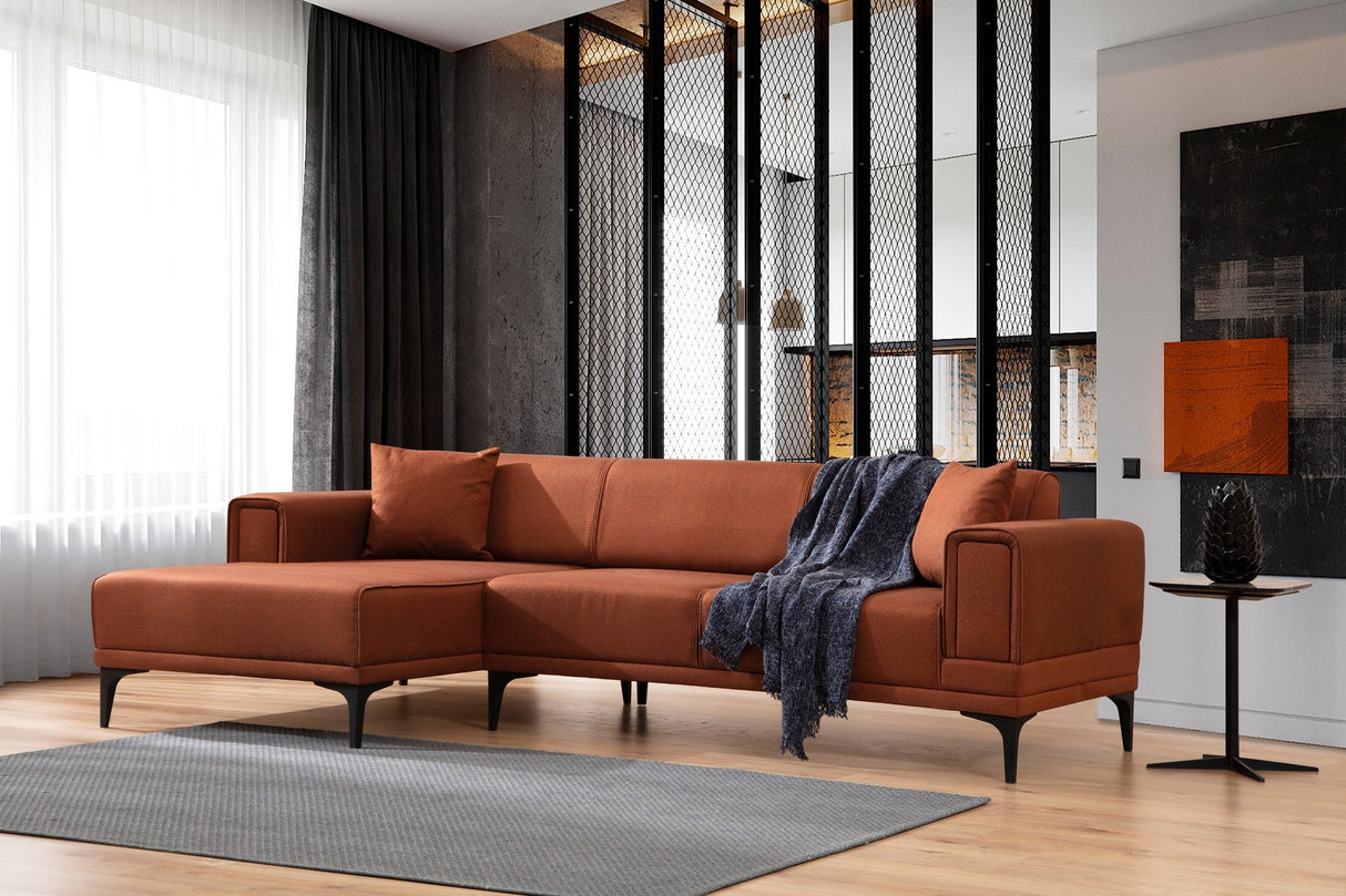 Canapea extensibilă Horizon, Colț, Stânga, Diverse culori, 250x140 cm - Roșu cărămiziu | SKU: 560ARE2271 | Canapea extensibilă Horizon, Colț, Stânga, 250x140 cm, varianta Roșu cărămiziu, produs pentru amenajarea locuinței, disponibil online în România la CasaMob
