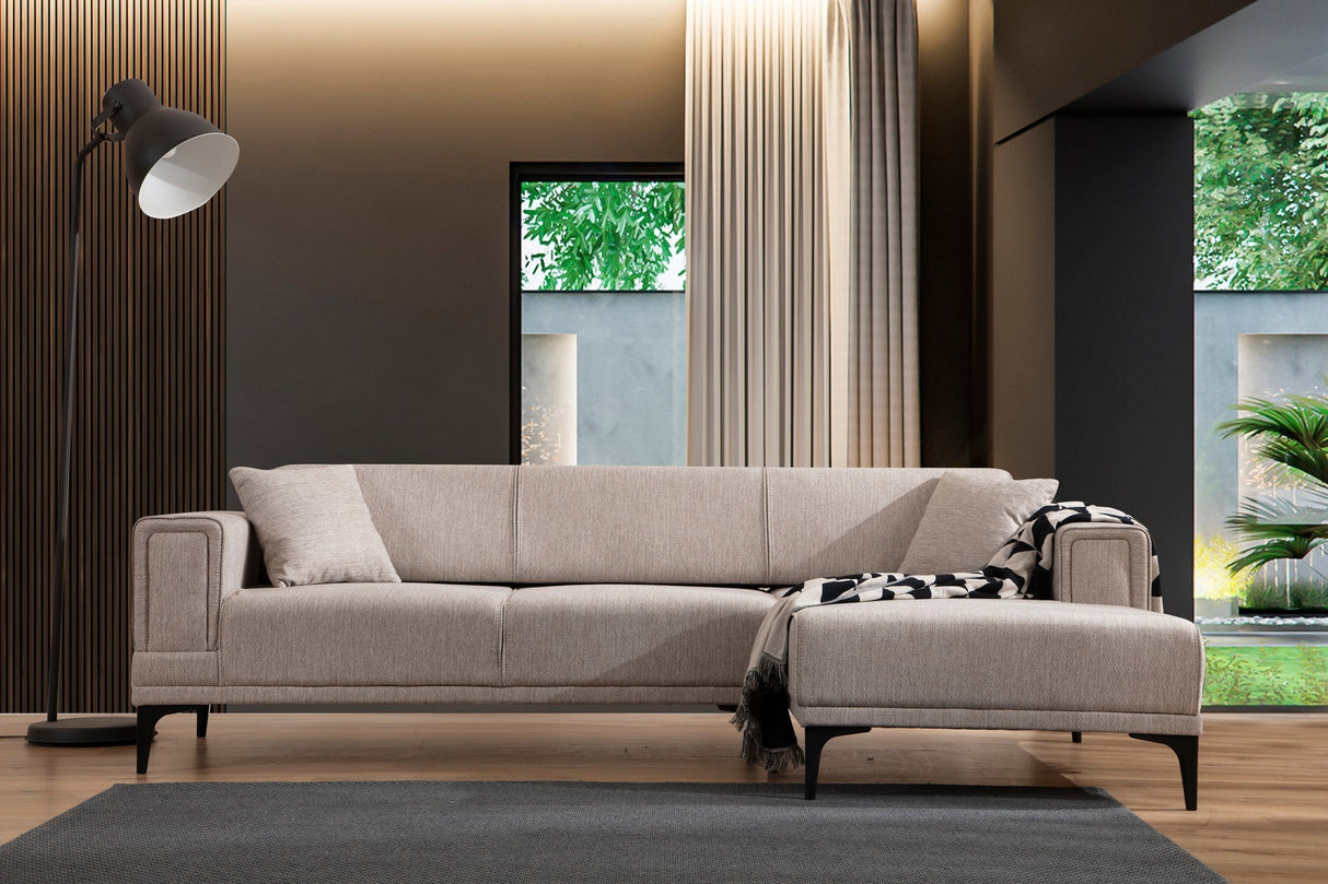 Canapea extensibilă Horizon, Colț, Dreapta, Diverse culori, 250x140 cm - Maro deschis | SKU: 560ARE2274 | Canapea extensibilă Horizon, Colț, Dreapta, 250x140 cm, varianta Maro deschis, produs pentru amenajarea locuinței, disponibil online în România la CasaMob