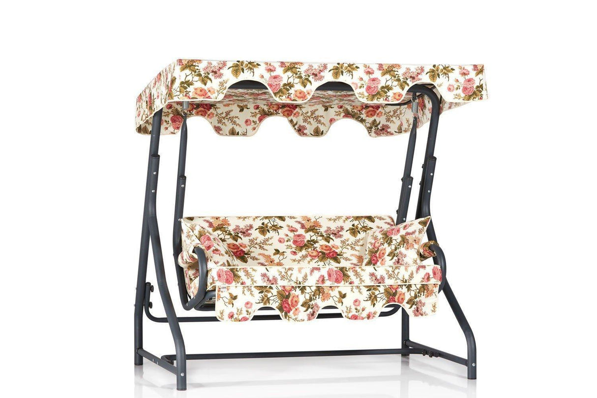 Balansoar de gradina cu 2 locuri Morus, Verde/Alb/Bej/Albastru , 170 x 165 x 110 - Bej, SKU 561CLR1503