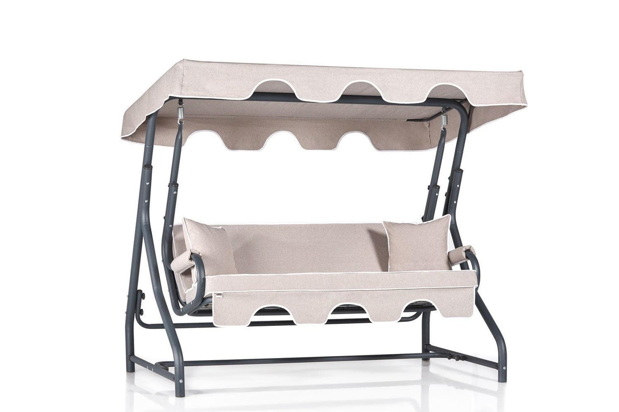 Balansoar de gradina cu 3 locuri Bacau, Crem, 50x110x160 cm