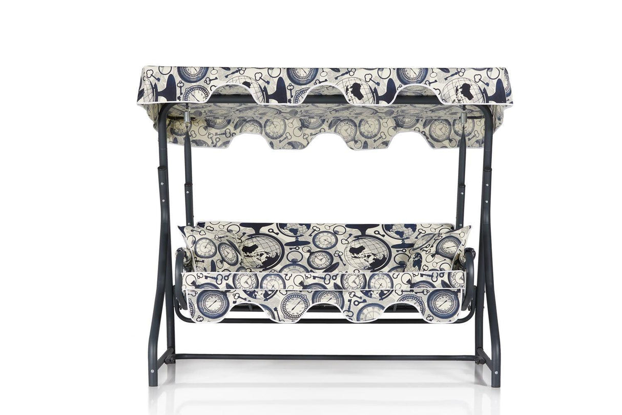 Balansoar de gradina cu 3 locuri Craiova, Negru, 160x110x50 cm