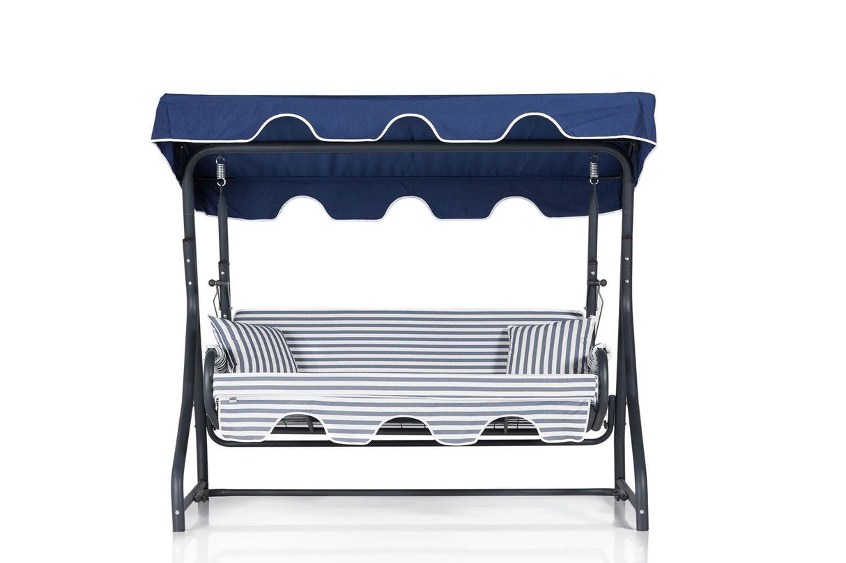 Balansoar de gradina extensibila cu 3 locuri Ilfov, Albastru, 160x110x50 cm