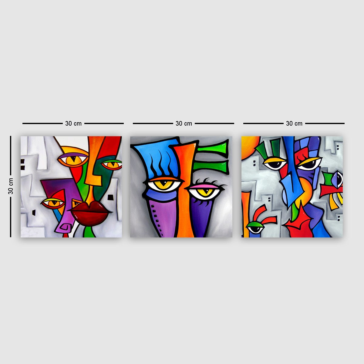 Tablou canvas 3 bucăți 3P5434755, Multicolor, 30x90x3 cm