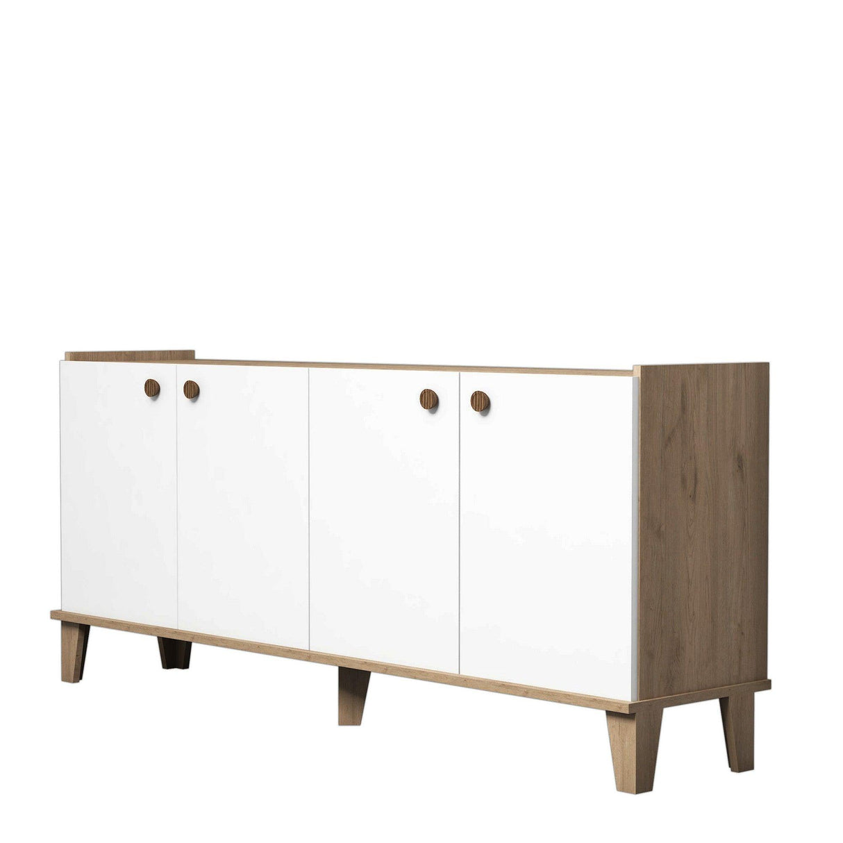 Comoda Living Sumer H3030, Stejar / Marmura / Alb - Alb, SKU 566BMS2602