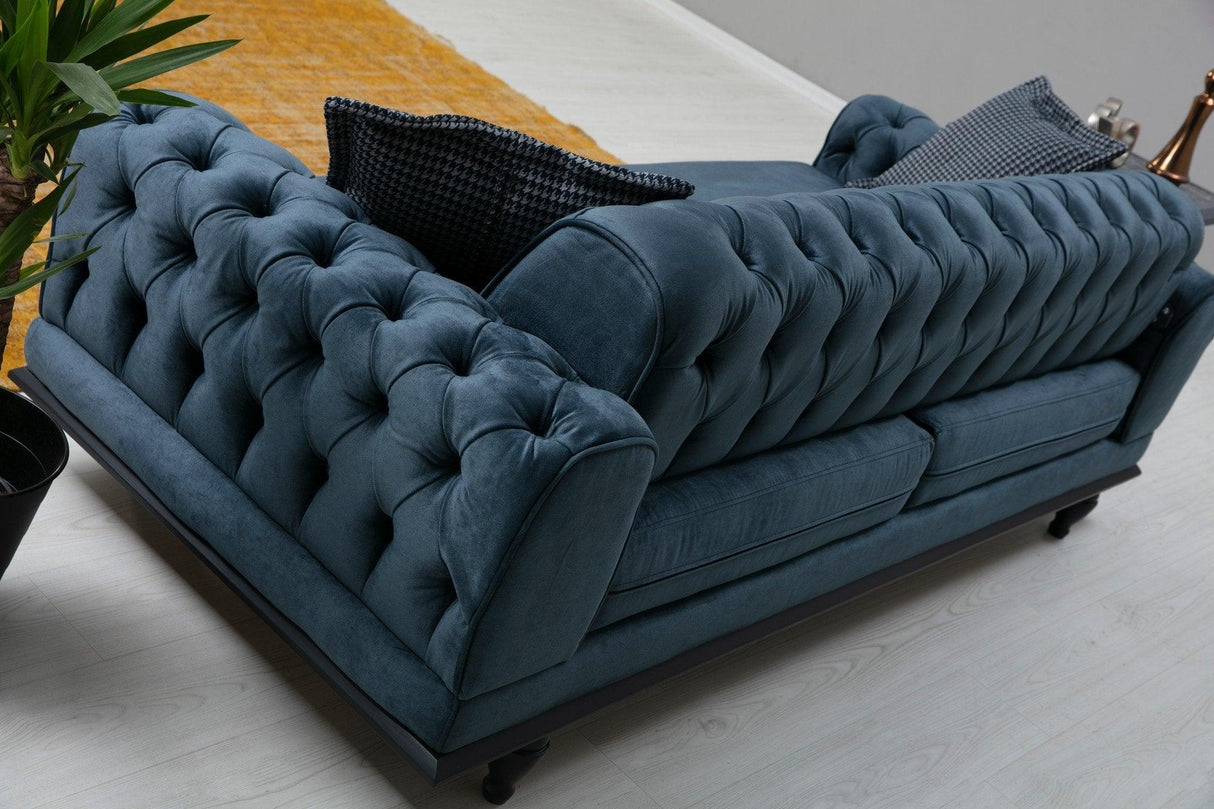 Canapea extensibilă 3 locuri Arredo, Plus Chester, Albastru, 220x95x80 cm