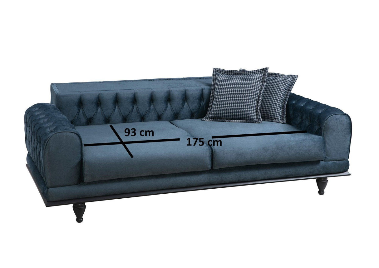 Canapea extensibilă 3 locuri Arredo, Plus Chester, Albastru, 220x95x80 cm