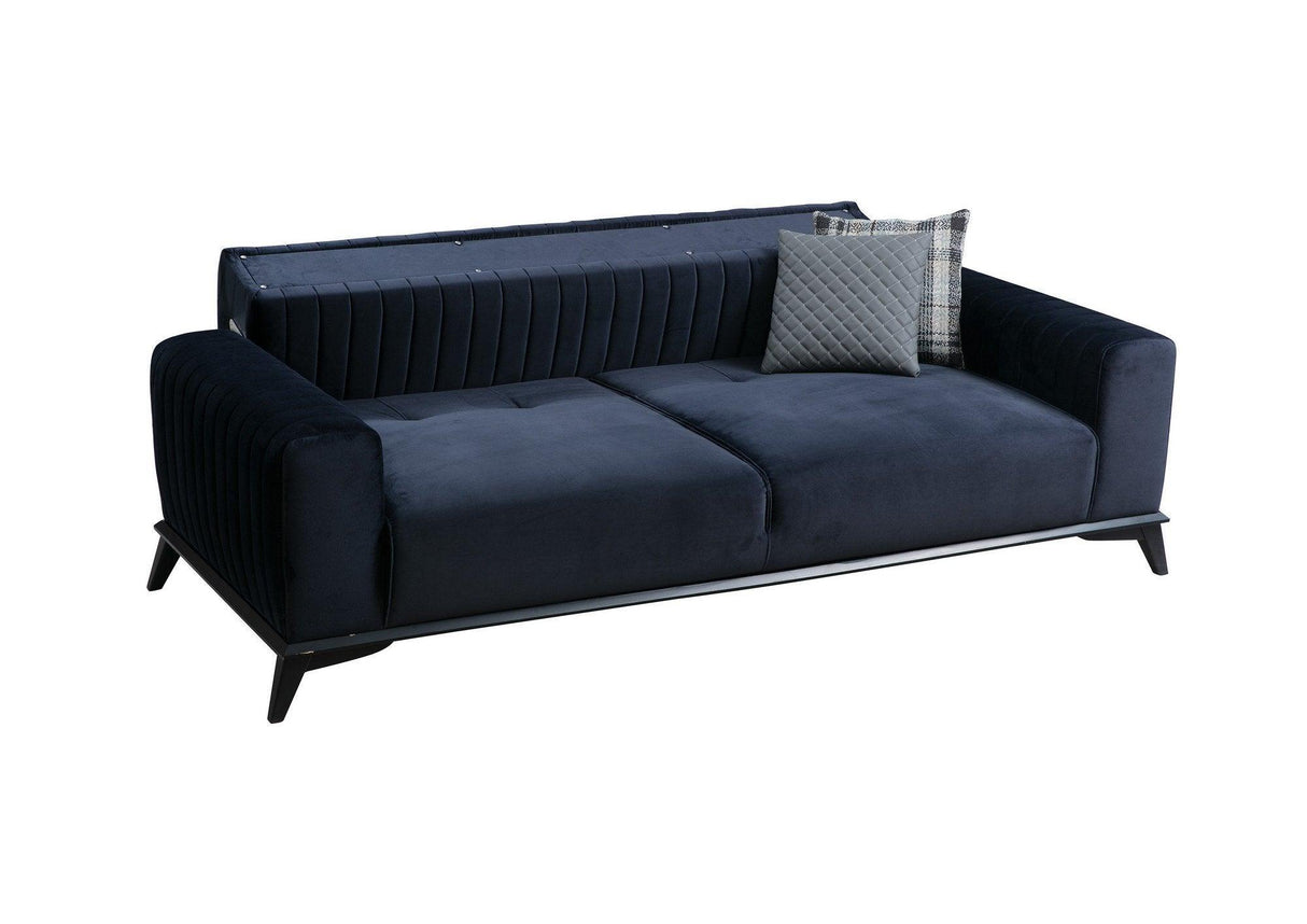 Canapea extensibila cu 3 Locuri Lisa, Albastru Marin, 220x92x77 cm