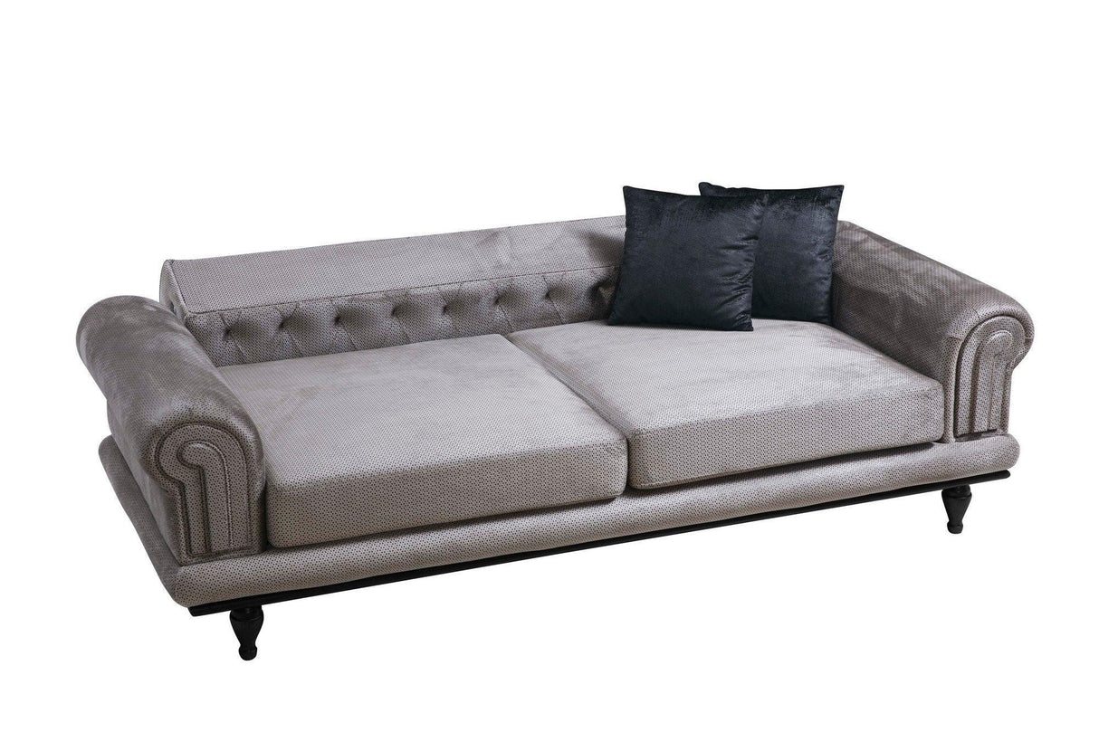 Canapea extensibila cu 3 Locuri Polyanna, Gri, 230x95x78 cm