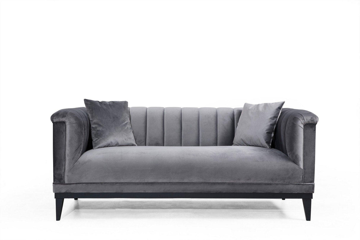 Canapea Fixa cu 2 Locuri Trendy, Gri Inchis, 190 x 89 x 79 cm