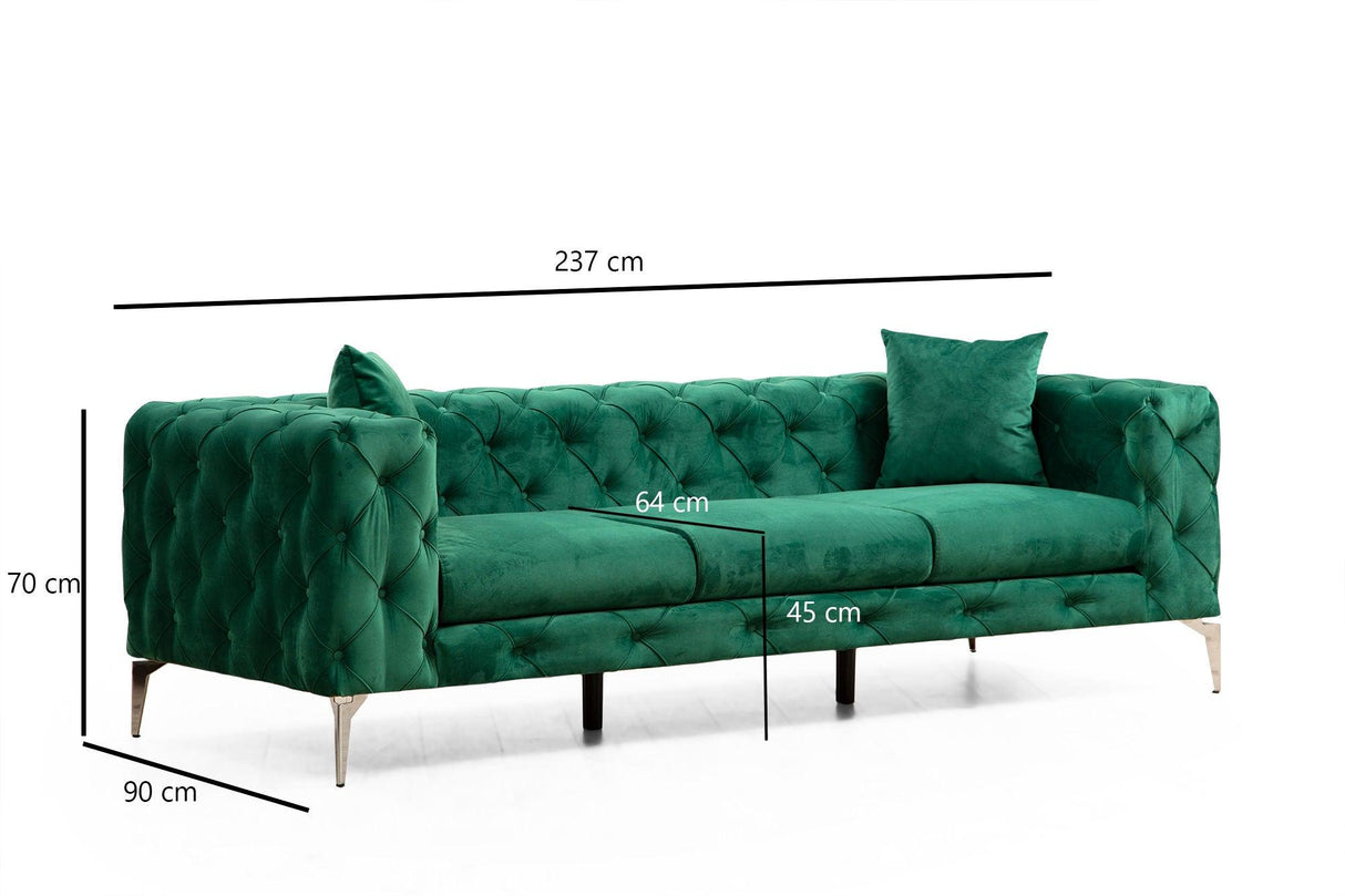 Canapea fixă Como, Diverse culori, Diverse configurații, Diverse dimensiuni - Verde - 237x90x70 cm - 3 locuri | SKU: 569HLN1134 | Canapea fixă Como, varianta Verde - 237x90x70 cm - 3 locuri, produs pentru amenajarea locuinței, disponibil online în România la CasaMob