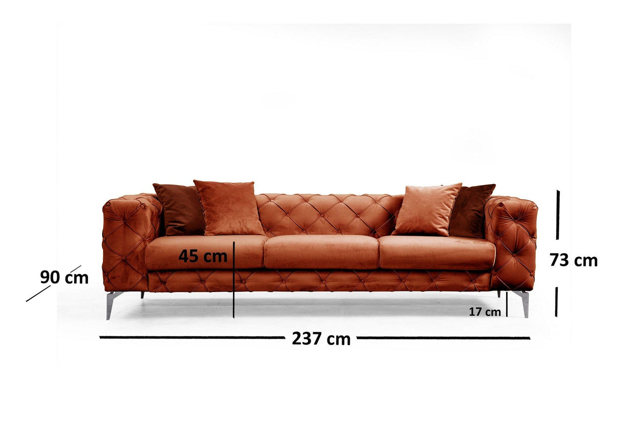 Canapea fixă Como, Diverse culori, Diverse configurații, Diverse dimensiuni - Portocaliu - 237x90x73 cm - 3 locuri | SKU: 569HLN1132 | Canapea fixă Como, varianta Portocaliu - 237x90x73 cm - 3 locuri, produs pentru amenajarea locuinței, disponibil online în România la CasaMob