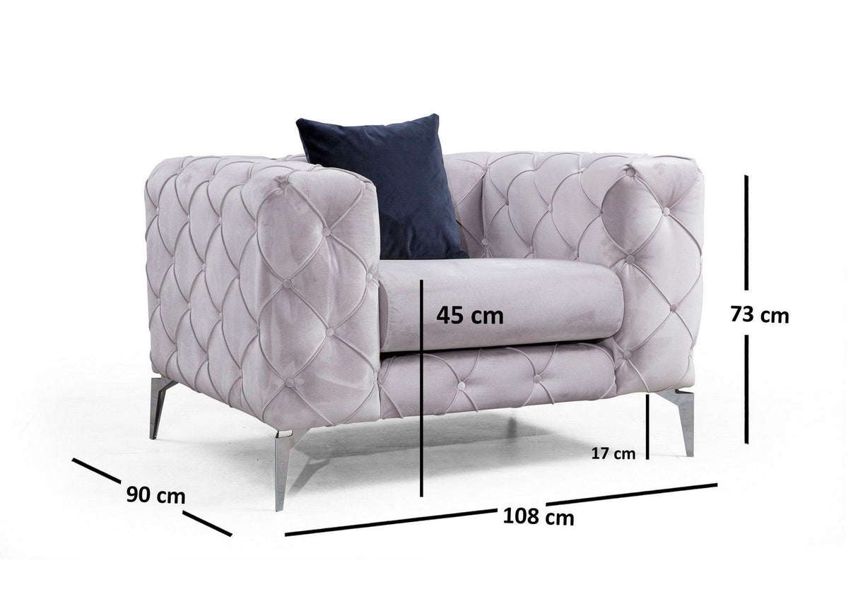 Fotoliu Chesterfield, 90x70x108 cm - Gri deschis, SKU 569HLN1502