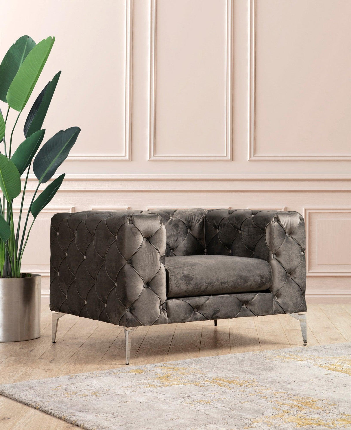 Fotoliu Chesterfield, 90x70x108 cm - Gri, SKU 569HLN1502