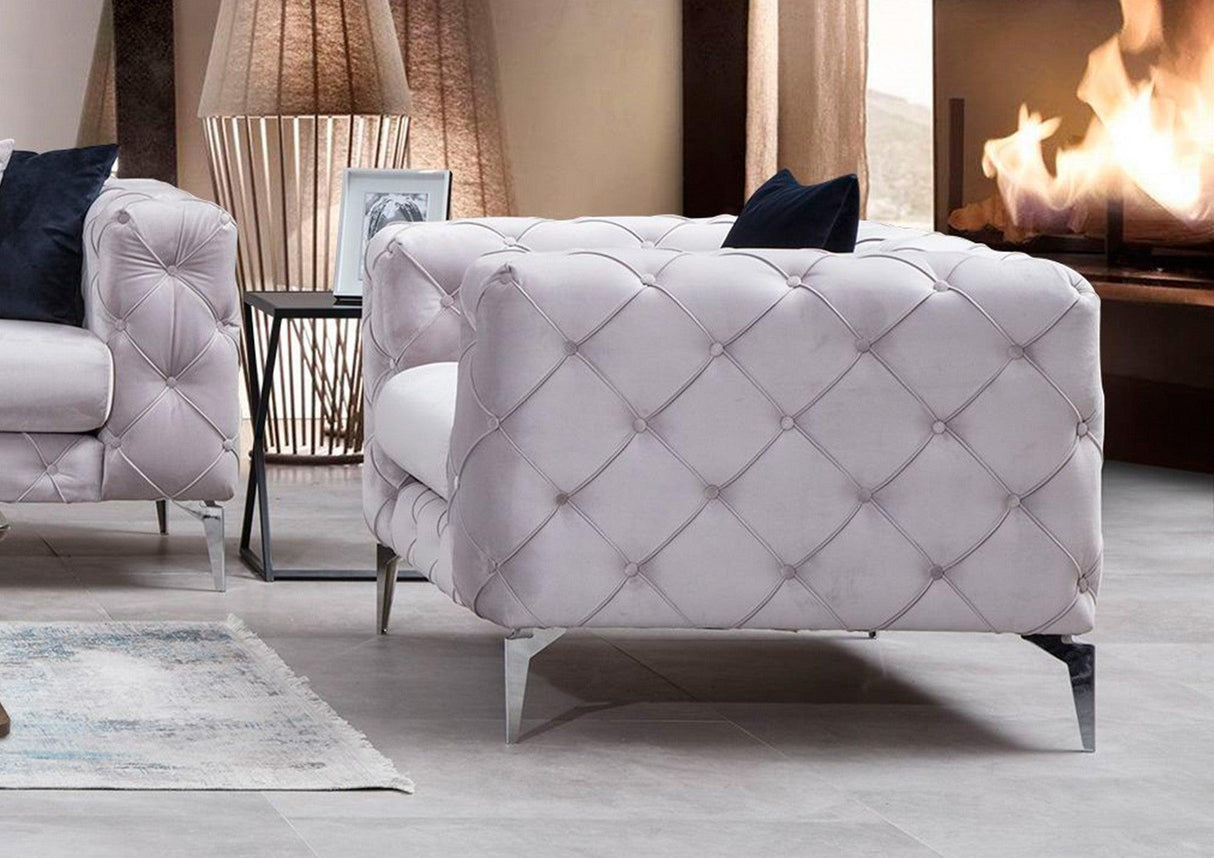 Fotoliu Chesterfield, 90x70x108 cm - Gri deschis, SKU 569HLN1502
