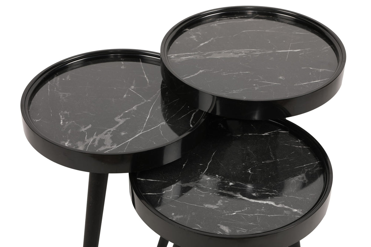 Set 3 măsuțe de cafea Call, Negru, 39x39x48 cm