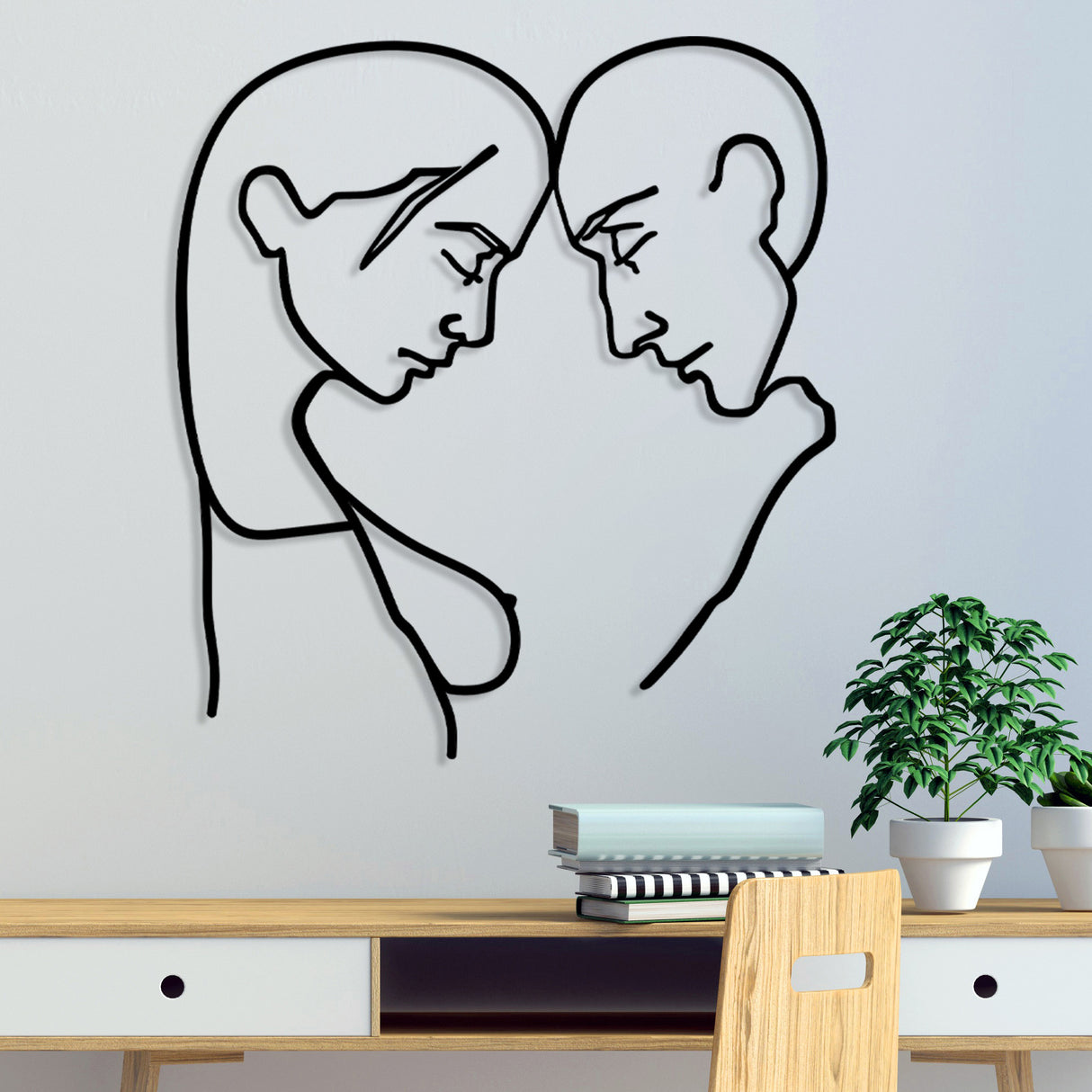 Decorațiune de perete din metal Head To Head, Negru, 45x49x0 cm