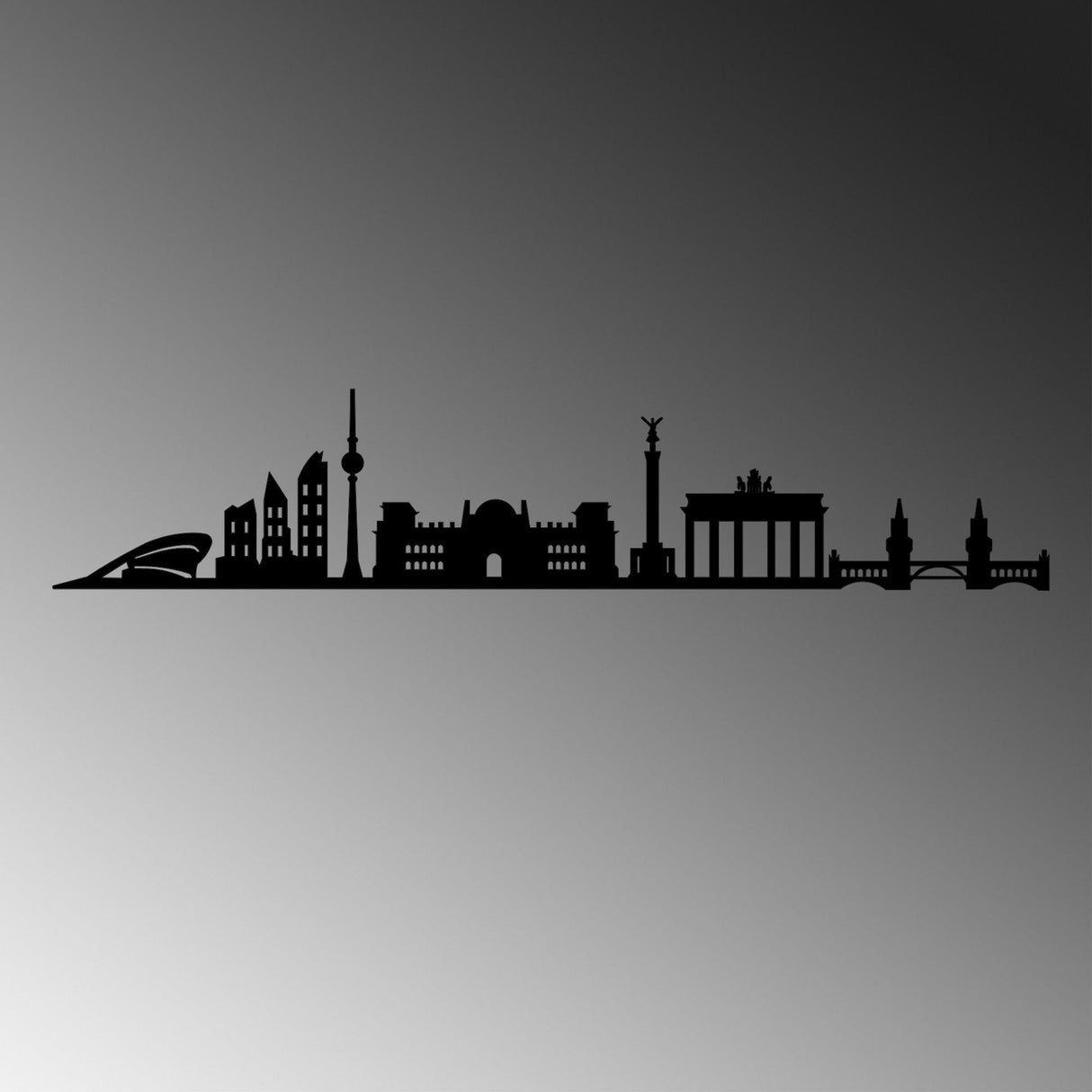 Decoratiune de perete Metal Berlin Skyline, Negru, 24x1x119 cm