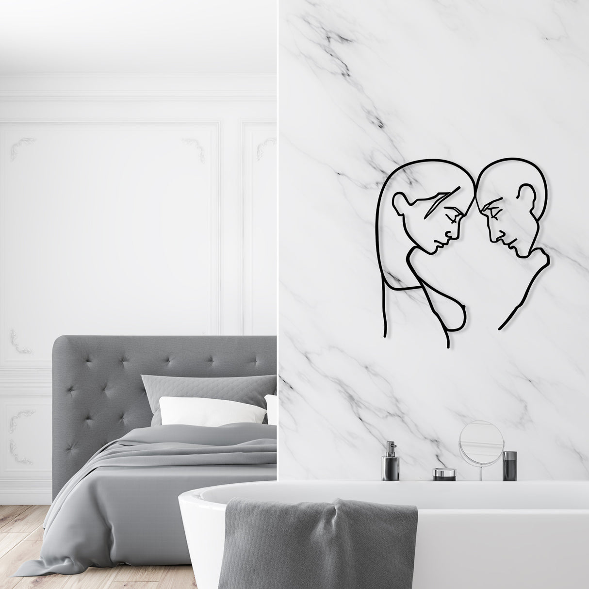 Decorațiune de perete din metal Head To Head, Negru, 45x49x0 cm
