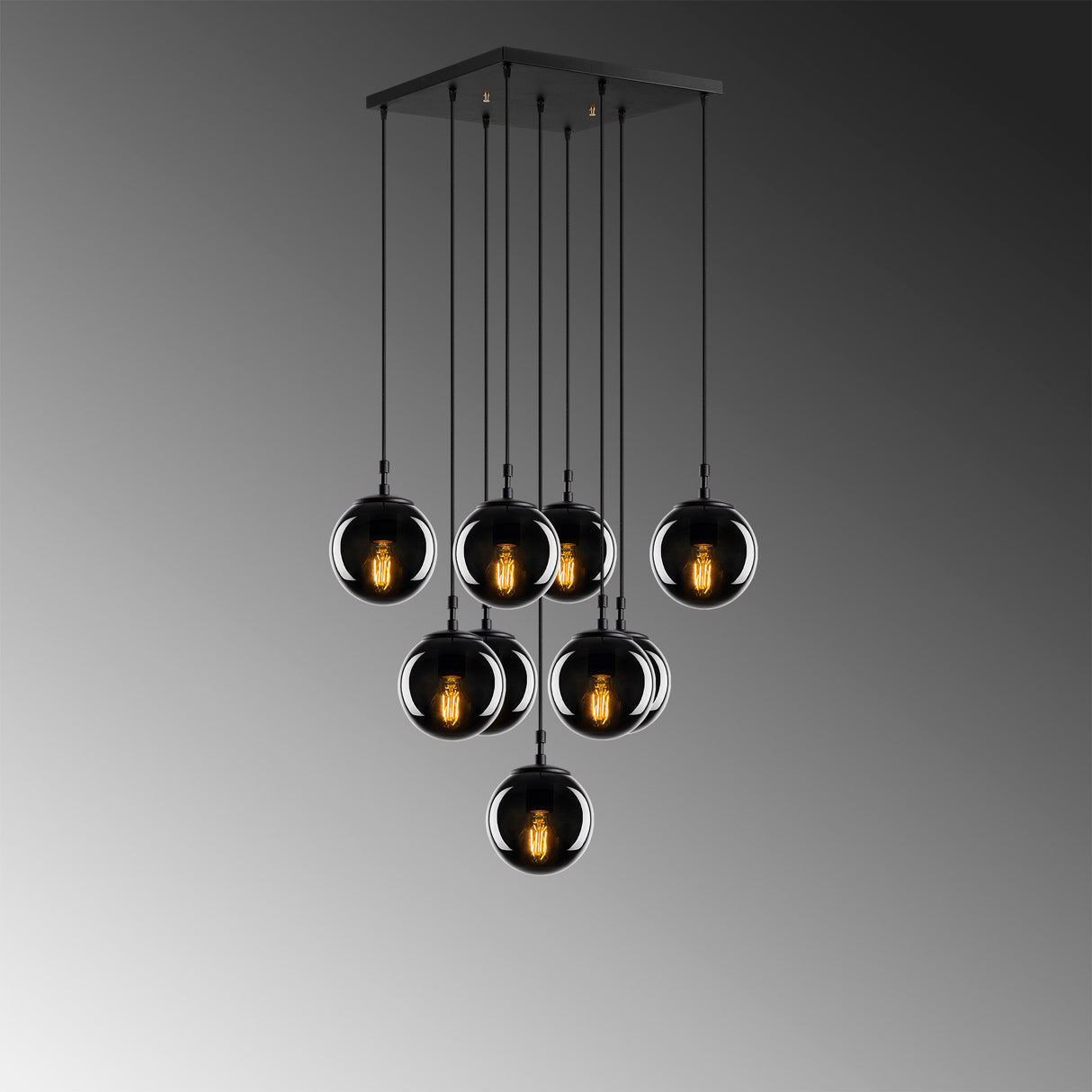 Lustră Efe - 2161, Negru - Fumuriu, Ø15x110 cm
