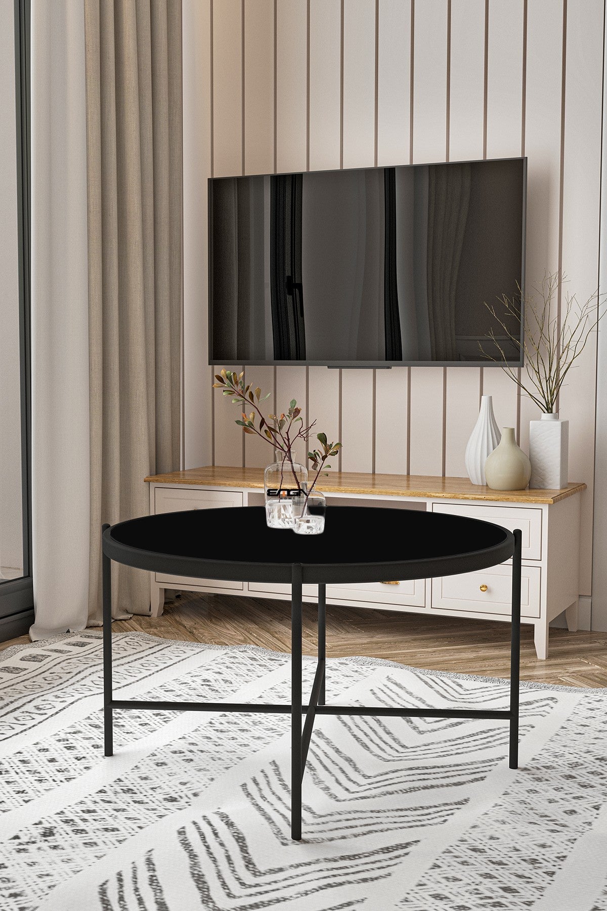 Măsuță de cafea Rotto, Diverse culori, 75x75x45 cm - Negru | SKU: 594MRS1229 | Măsuță de cafea Rotto, 75x75x45 cm, varianta Negru, produs pentru amenajarea locuinței, disponibil online în România la CasaMob