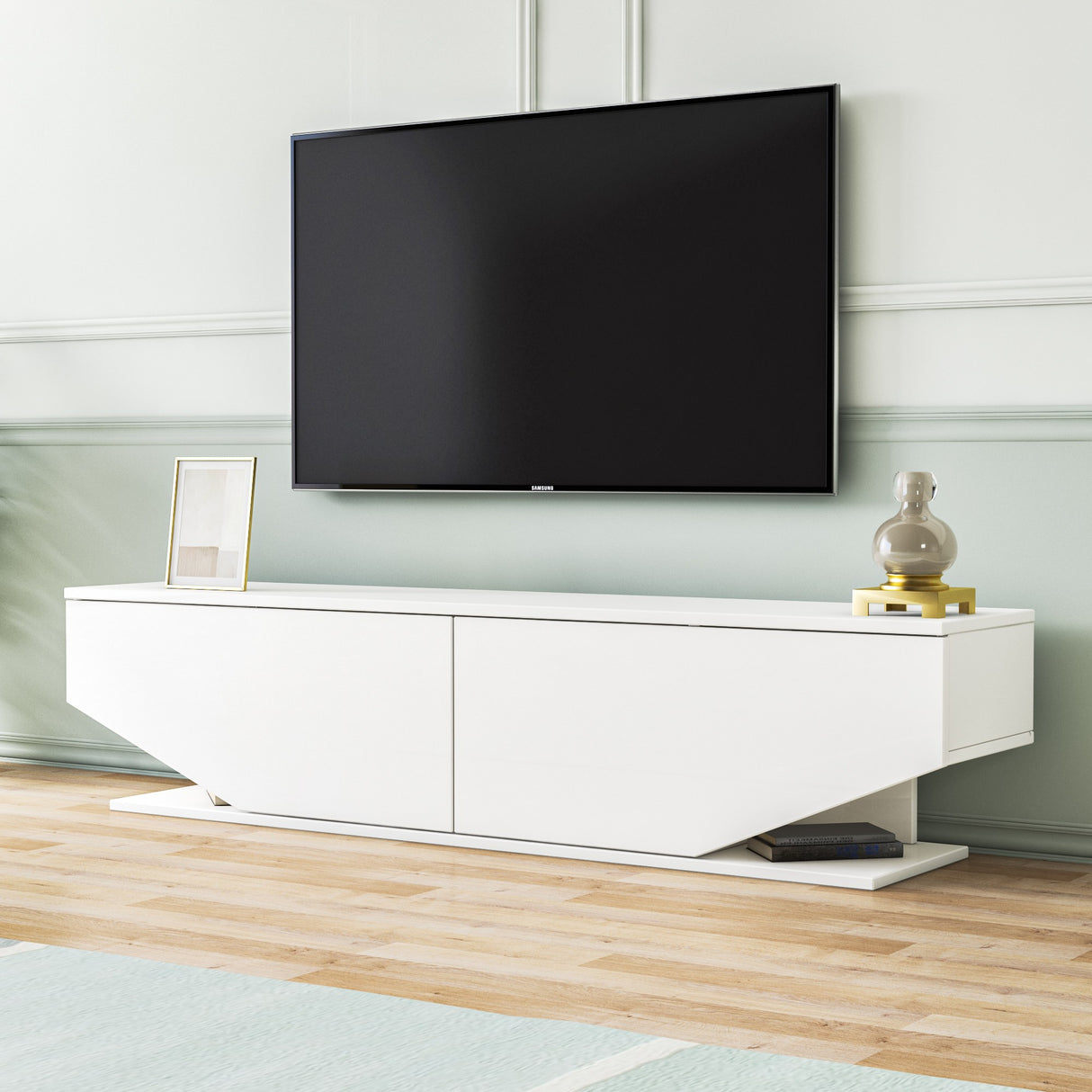 Comodă TV Ares, Alb, 160x33x37 cm