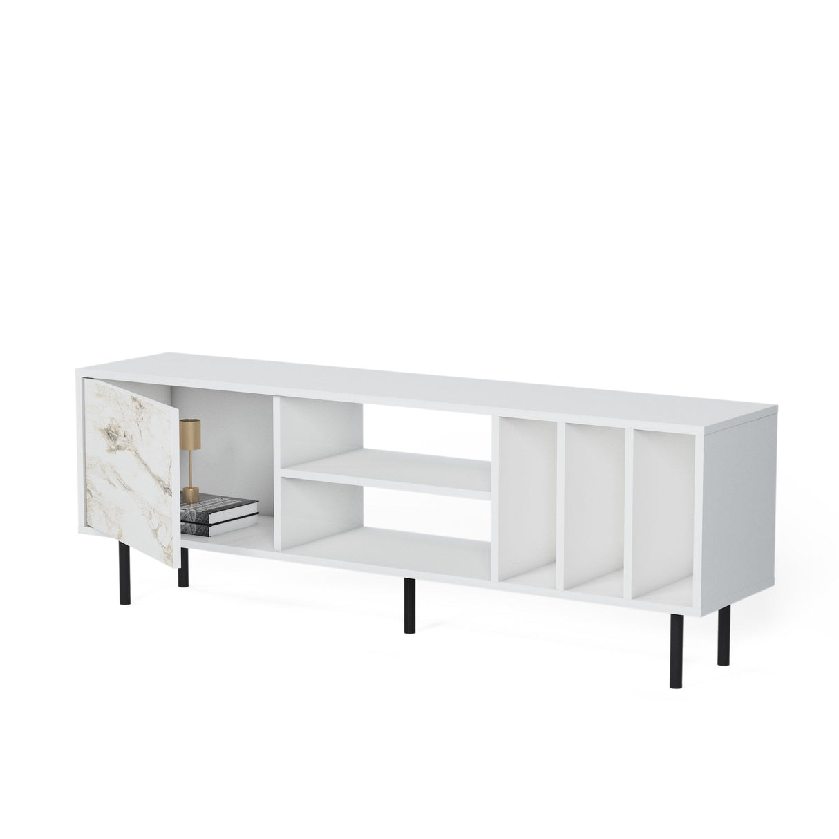 Comodă TV Pietra, Diverse culori, 160x35x57 cm - Alb | SKU: 598MNM1130 | Comodă TV Pietra, 160x35x57 cm, varianta Alb, produs pentru amenajarea locuinței, disponibil online în România la CasaMob