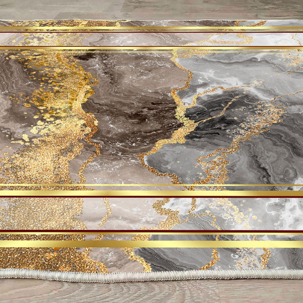 Covor Living - Hol Vis, Lavabil, Antiderapant, Auriu (diverse dimensiuni) - Multicolor, SKU 599HFT4473