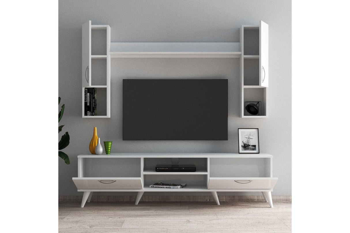 Comodă TV TVU0201, Alb, 180x35x48 cm