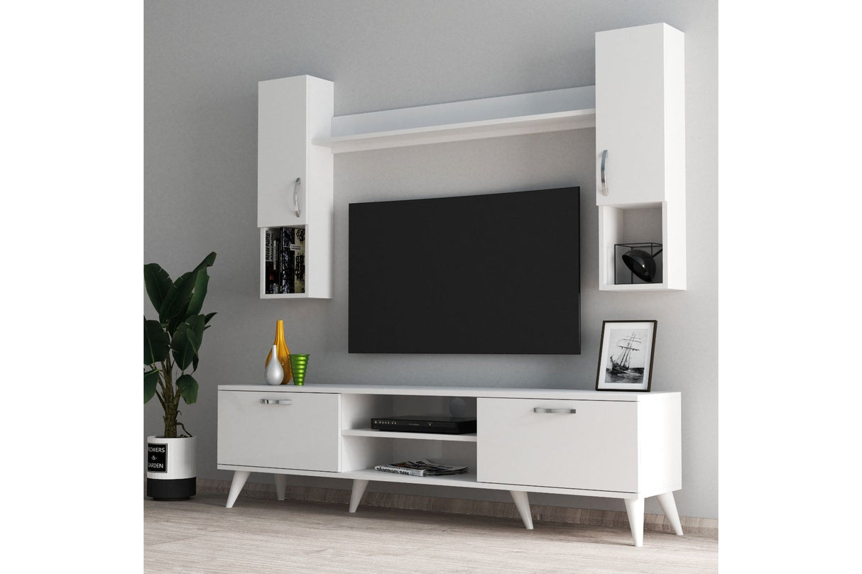 Comodă TV TVU0201, Alb, 180x35x48 cm