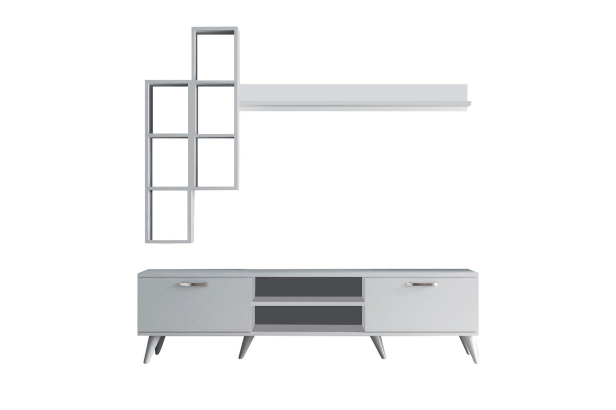 Comodă TV TVU0301, Alb, 180x35x48 cm