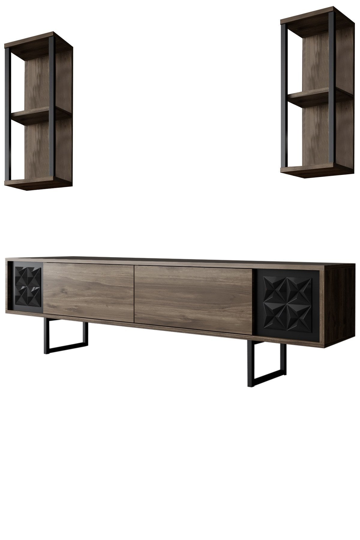 Set mobilă pentru sufragerie negru Line Set, Diverse culori, 180x30x18 cm - Nuc - Negru | SKU: 618BLY1155 | Set mobilă pentru sufragerie negru Line Set, 180x30x18 cm, varianta Nuc - Negru, produs pentru amenajarea locuinței, disponibil online în România la CasaMob