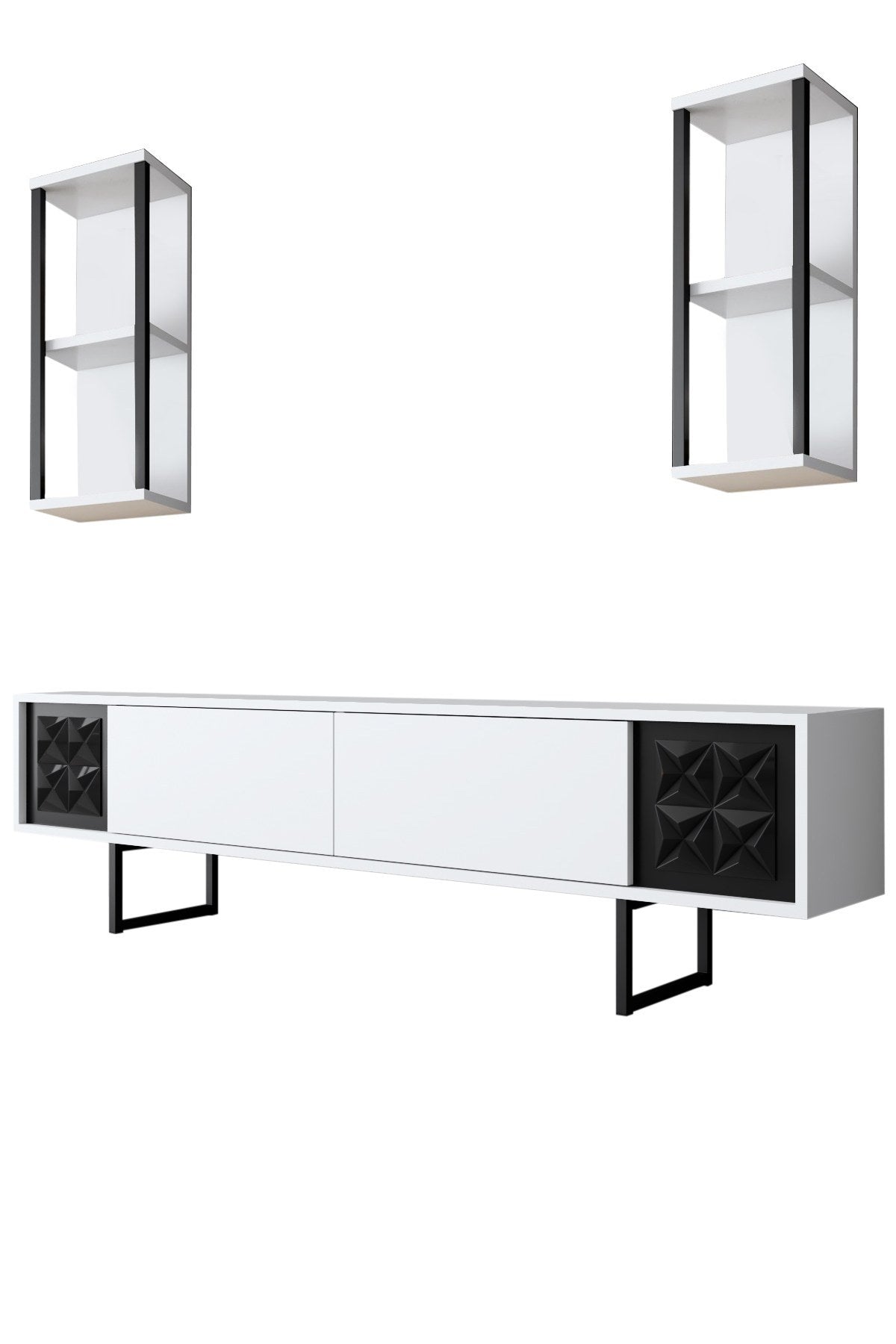 Set mobilă pentru sufragerie negru Line Set, Diverse culori, 180x30x18 cm - Alb - Negru | SKU: 618BLY1156 | Set mobilă pentru sufragerie negru Line Set, 180x30x18 cm, varianta Alb - Negru, produs pentru amenajarea locuinței, disponibil online în România la CasaMob