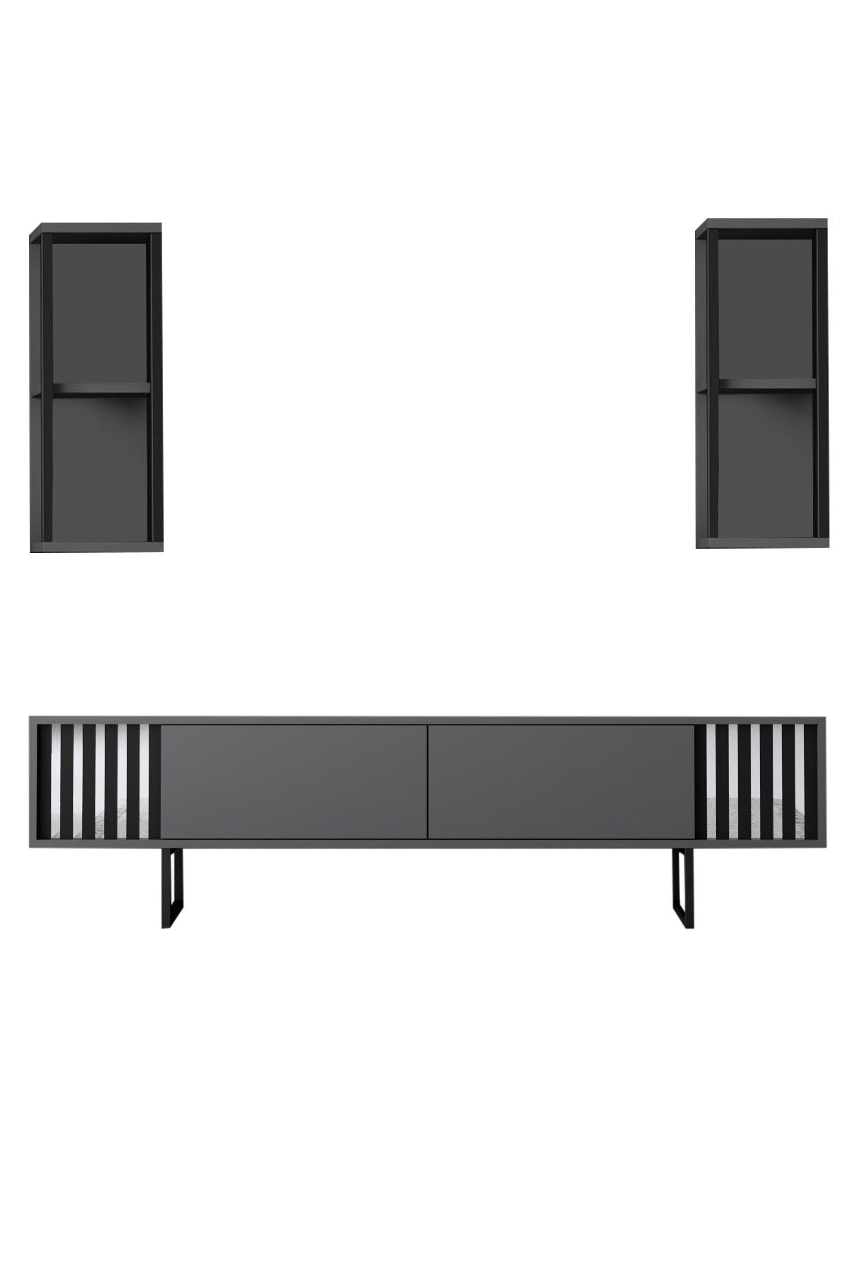 Set mobilă pentru sufragerie Chrome Line Set, Diverse culori, 180x30x18 cm - Antracit - Negru | SKU: 618BLY1157 | Set mobilă pentru sufragerie Chrome Line Set, 180x30x18 cm, varianta Antracit - Negru, produs pentru amenajarea locuinței, disponibil online în România la CasaMob