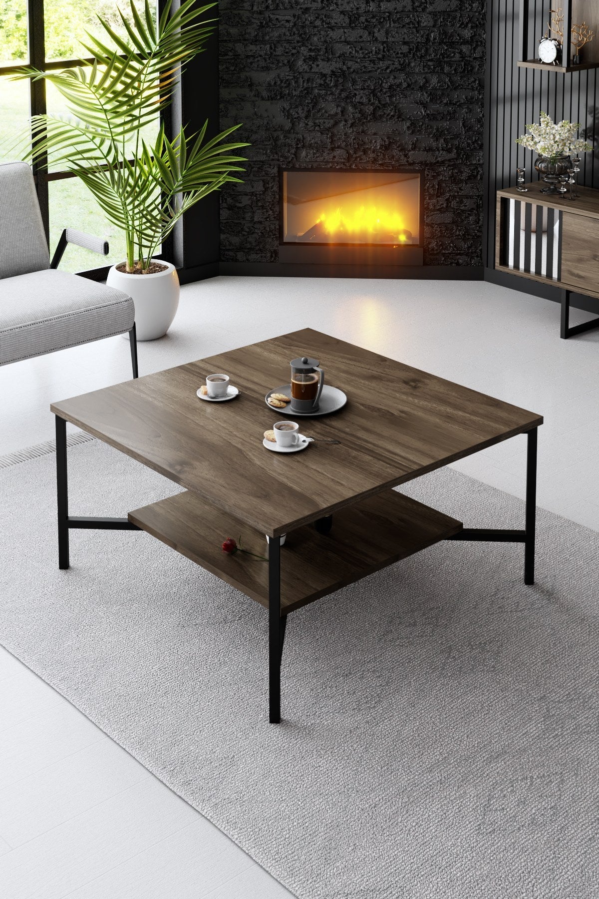 Set mobilă pentru sufragerie Chrome Line Set, Diverse culori, 180x30x18 cm - Nuc - Negru | SKU: 618BLY1158 | Set mobilă pentru sufragerie Chrome Line Set, 180x30x18 cm, varianta Nuc - Negru, produs pentru amenajarea locuinței, disponibil online în România la CasaMob