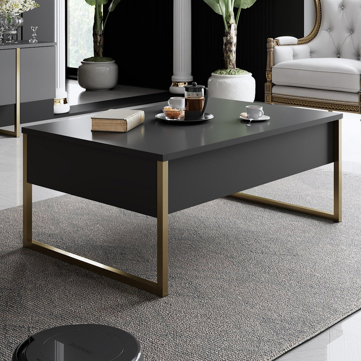 Set mobilă pentru sufragerie Luxe Set, Diverse culori, 180x30x47 cm - Antracit - Auriu | SKU: 618BLY1170 | Set mobilă pentru sufragerie Luxe Set, 180x30x47 cm, varianta Antracit - Auriu, produs pentru amenajarea locuinței, disponibil online în România la CasaMob