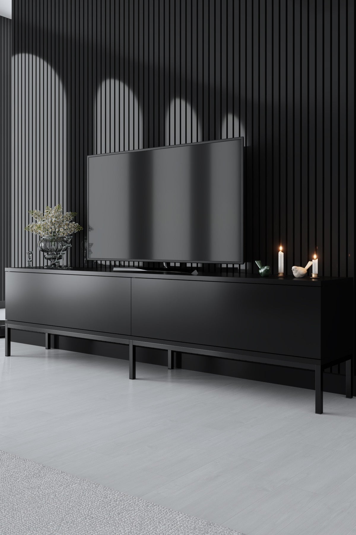 Comodă TV Lord, Diverse culori, 180x30x47 cm - Negru | SKU: 618BLY1220 | Comodă TV Lord, 180x30x47 cm, varianta Negru, produs pentru amenajarea locuinței, disponibil online în România la CasaMob