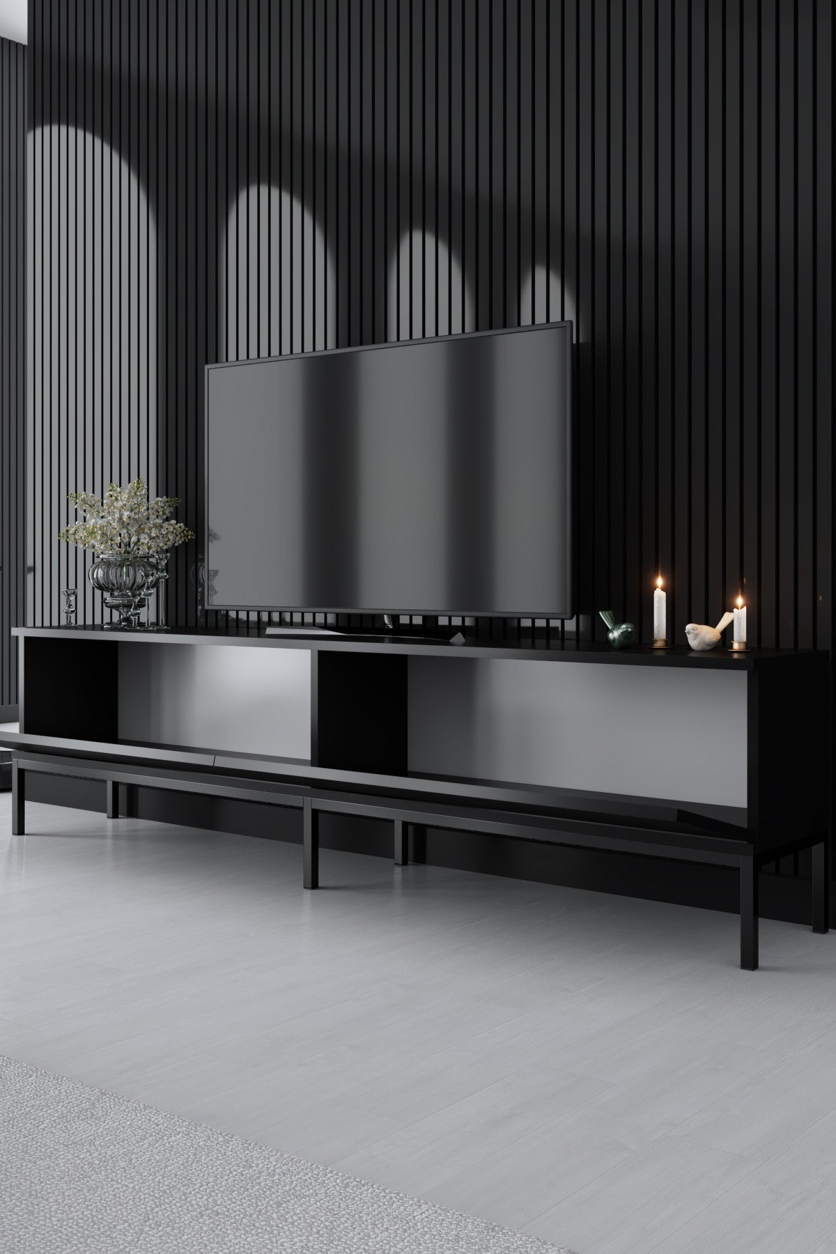 Comodă TV Lord, Diverse culori, 180x30x47 cm - Negru | SKU: 618BLY1220 | Comodă TV Lord, 180x30x47 cm, varianta Negru, produs pentru amenajarea locuinței, disponibil online în România la CasaMob