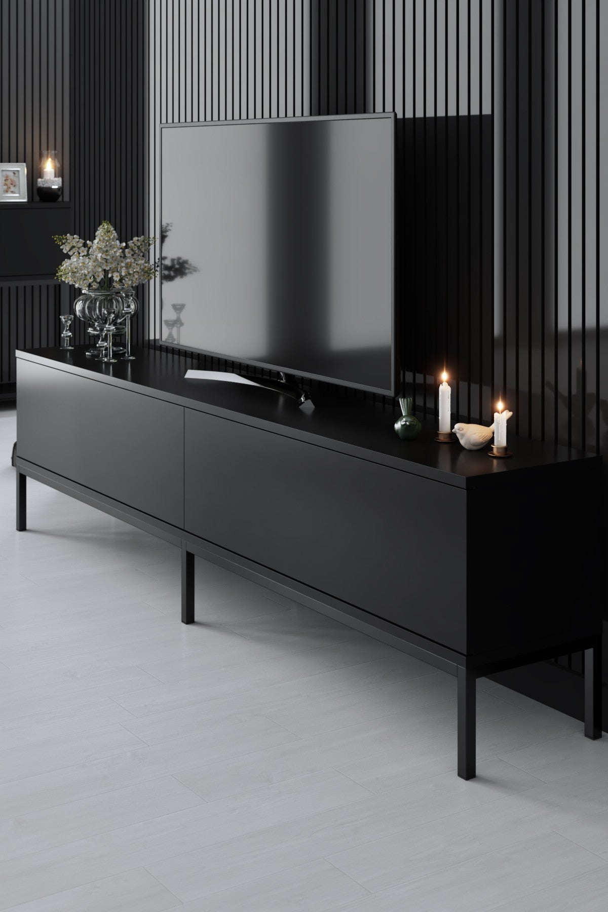 Comodă TV Lord, Diverse culori, 180x30x47 cm - Negru | SKU: 618BLY1220 | Comodă TV Lord, 180x30x47 cm, varianta Negru, produs pentru amenajarea locuinței, disponibil online în România la CasaMob