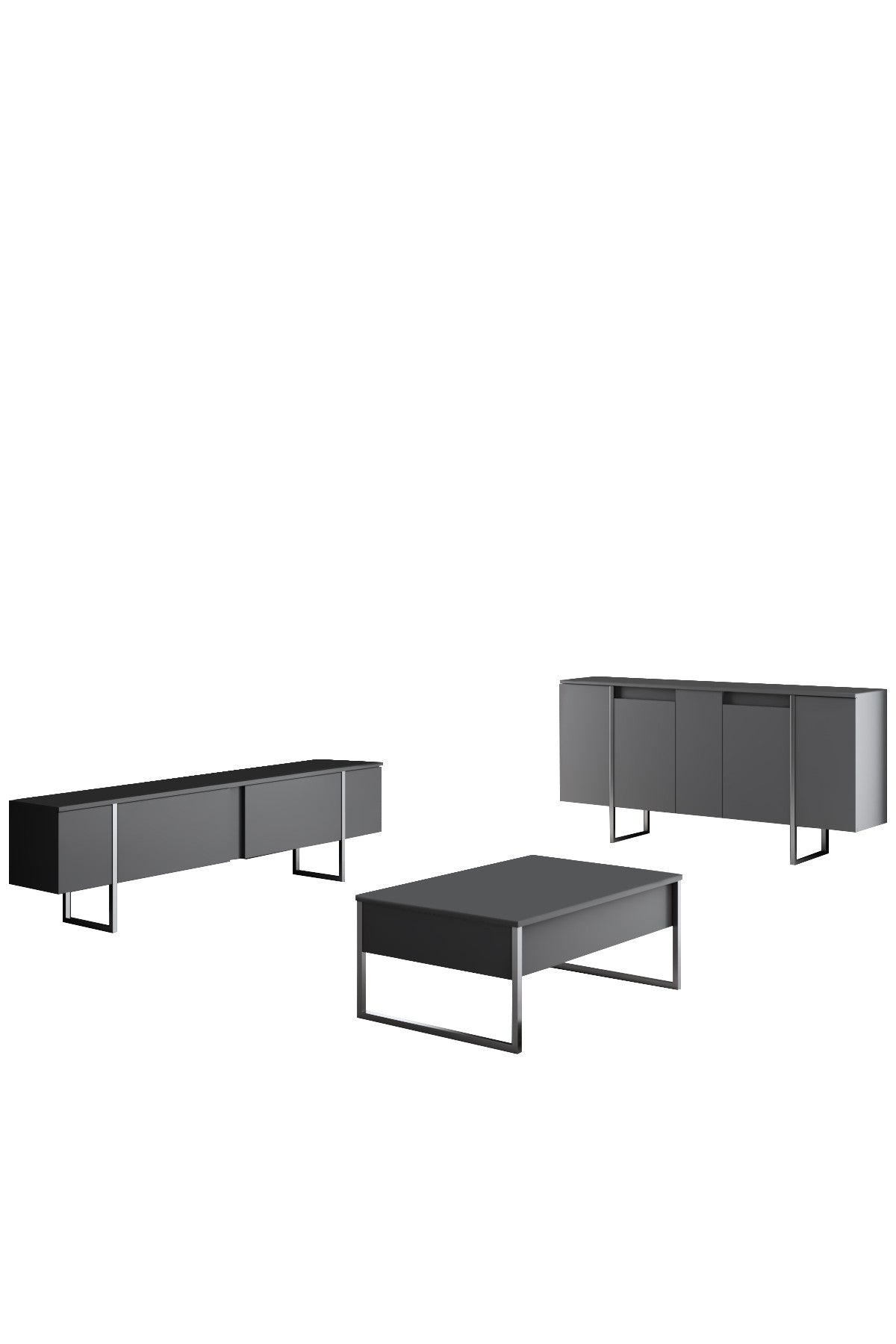 Set mobilă pentru sufragerie Luxe, Diverse culori, Diverse dimensiuni - Antracit - Argintiu - 180x30x50 cm | SKU: 618BLY1224 | Set mobilă pentru sufragerie Luxe, varianta Antracit - Argintiu - 180x30x50 cm, produs pentru amenajarea locuinței, disponibil online în România la CasaMob
