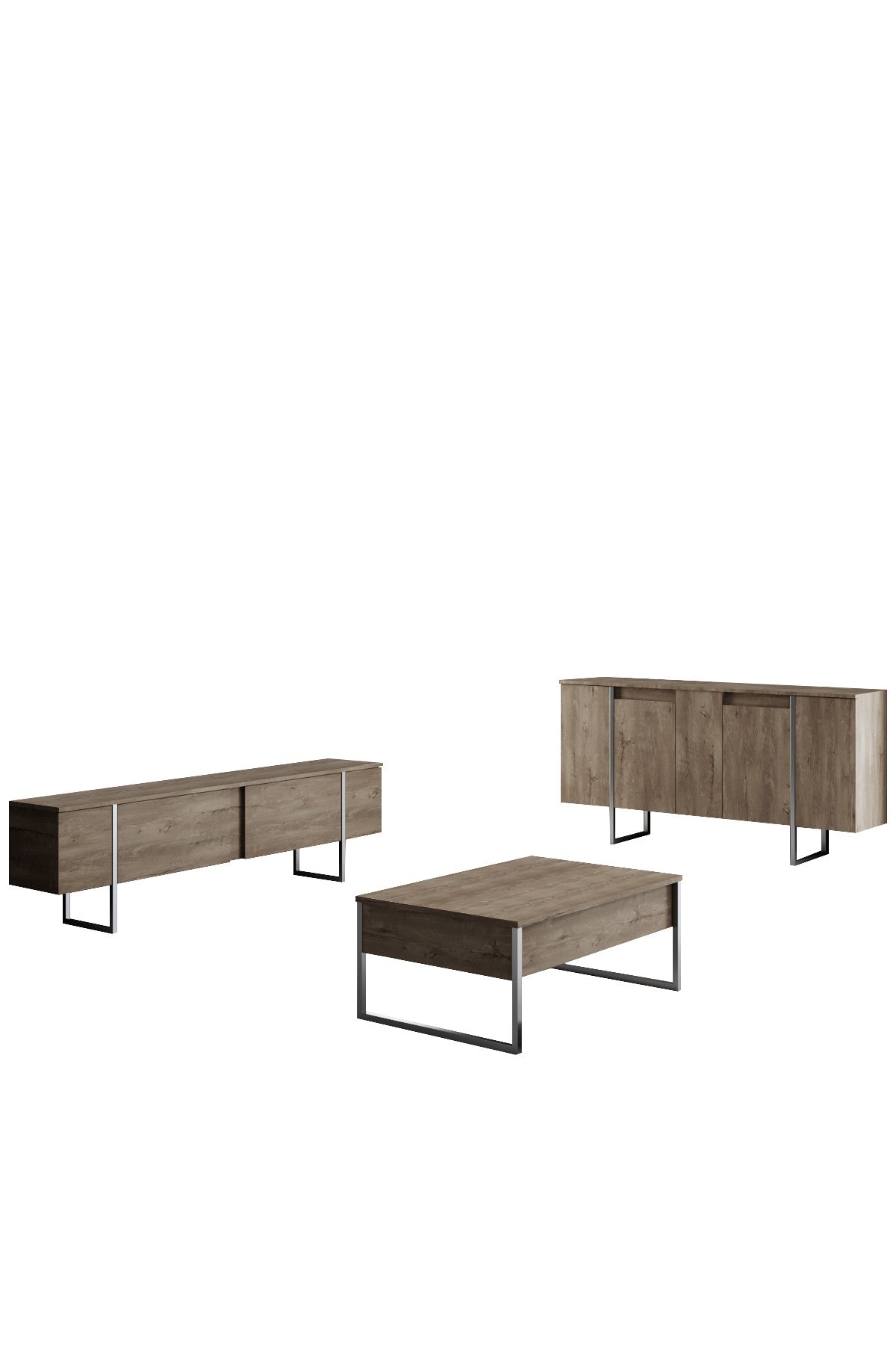 Set mobilă pentru sufragerie Luxe, Diverse culori, Diverse dimensiuni - Nuc - Argintiu - 180x30x50 cm | SKU: 618BLY1226 | Set mobilă pentru sufragerie Luxe, varianta Nuc - Argintiu - 180x30x50 cm, produs pentru amenajarea locuinței, disponibil online în România la CasaMob