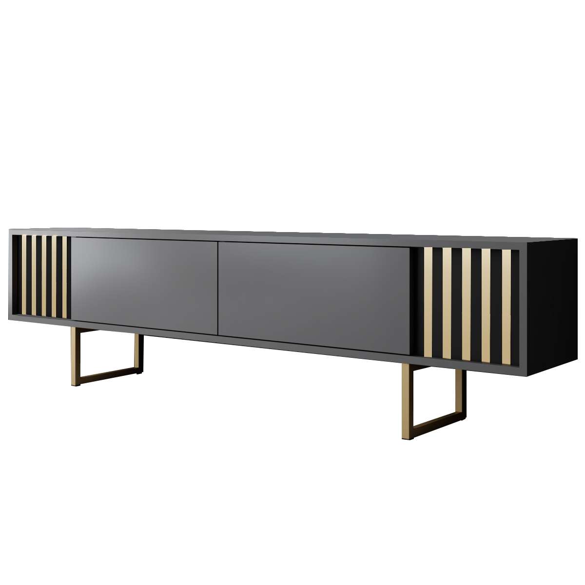 Comodă TV auriu Line, Diverse culori, 180x30x18 cm - Antracit - Auriu | SKU: 618BLY1281 | Comodă TV auriu Line, 180x30x18 cm, varianta Antracit - Auriu, produs pentru amenajarea locuinței, disponibil online în România la CasaMob
