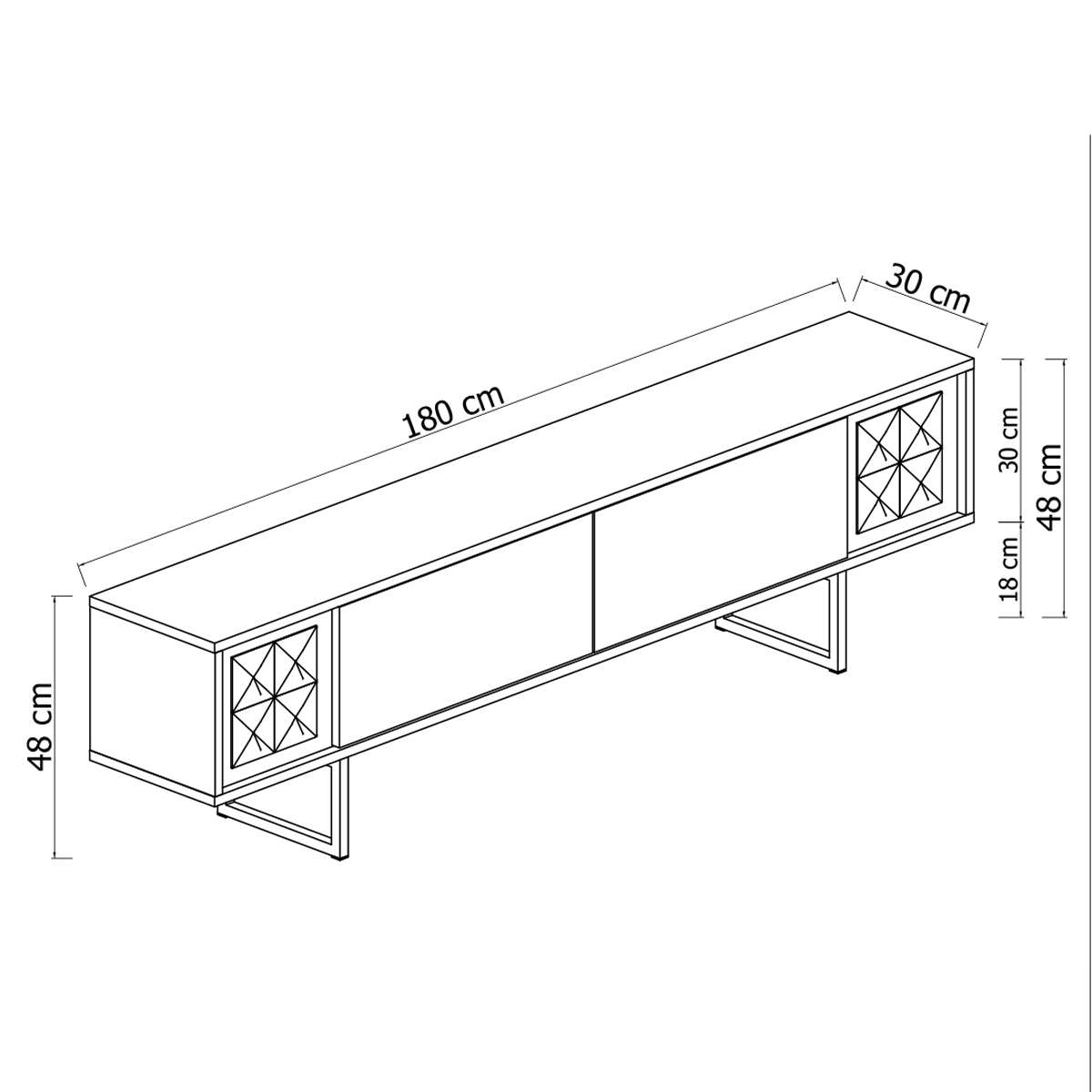 Comodă TV auriu Line, Diverse culori, 180x30x18 cm - Alb - Auriu | SKU: 618BLY1282 | Comodă TV auriu Line, 180x30x18 cm, varianta Alb - Auriu, produs pentru amenajarea locuinței, disponibil online în România la CasaMob