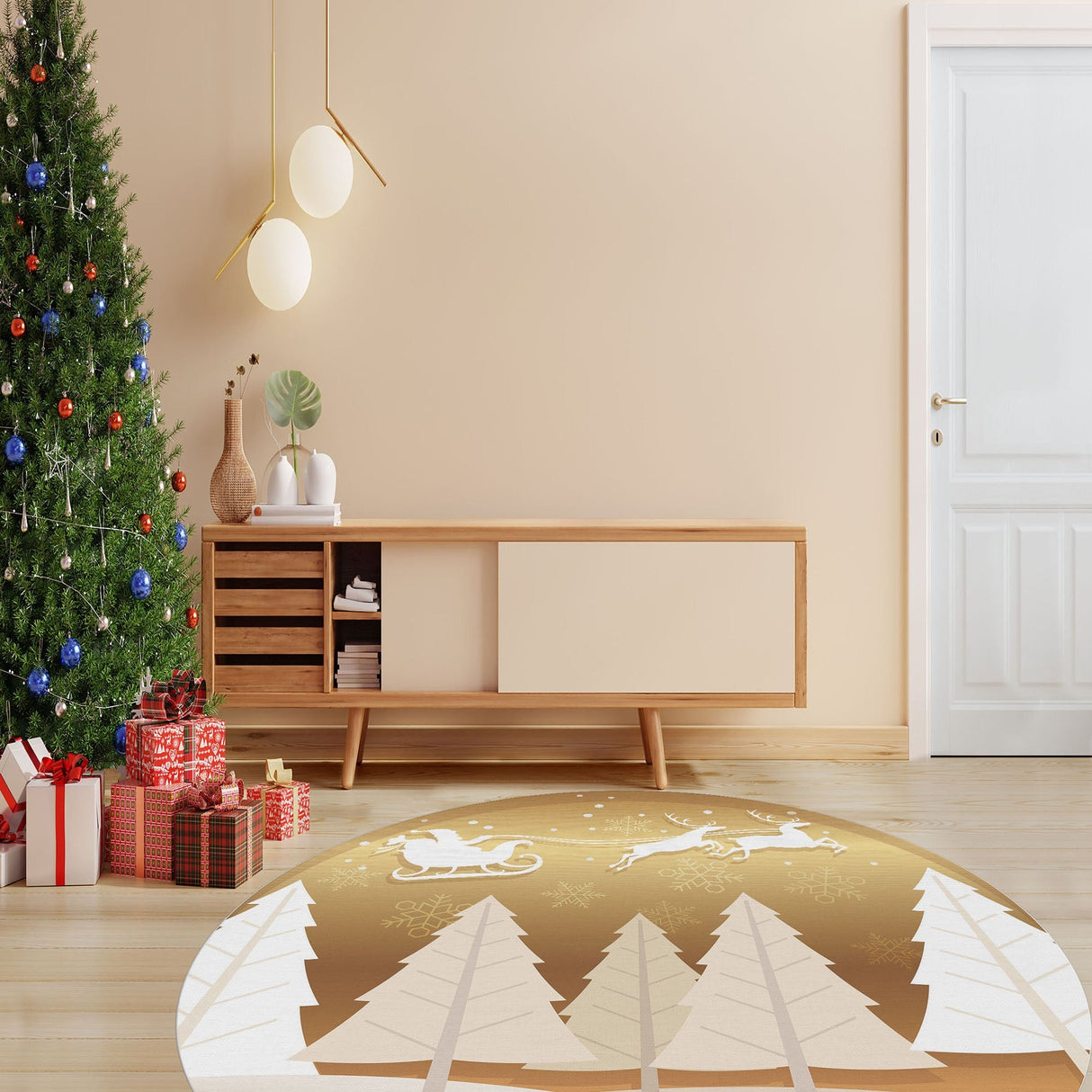 Covor Woopamuk449, Auriu - Alb, Diverse dimensiuni - Ø140x5 cm | SKU: 633HFT1473 | Covor Woopamuk449, Auriu - Alb, varianta Ø140x5 cm, produs pentru amenajarea locuinței, disponibil online în România la CasaMob