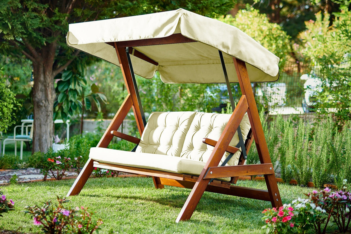 Balansoar de grădină Helen 2000, Diverse culori, 148x58x180 cm - Natur - Bej | SKU: 675SWG1109 | Balansoar de grădină Helen 2000, 148x58x180 cm, varianta Natur - Bej, produs pentru amenajarea locuinței, disponibil online în România la CasaMob