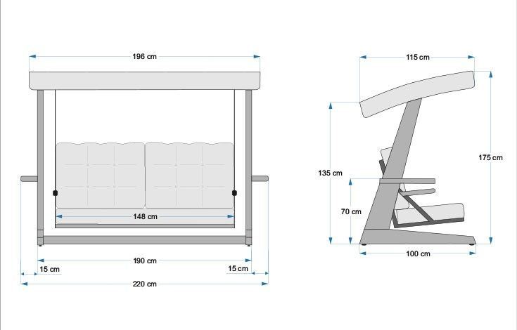 Balansoar de grădină Viva 2200, Diverse culori, 220x100x175 cm - Antracit | SKU: 675SWG1117 | Balansoar de grădină Viva 2200, 220x100x175 cm, varianta Antracit, produs pentru amenajarea locuinței, disponibil online în România la CasaMob