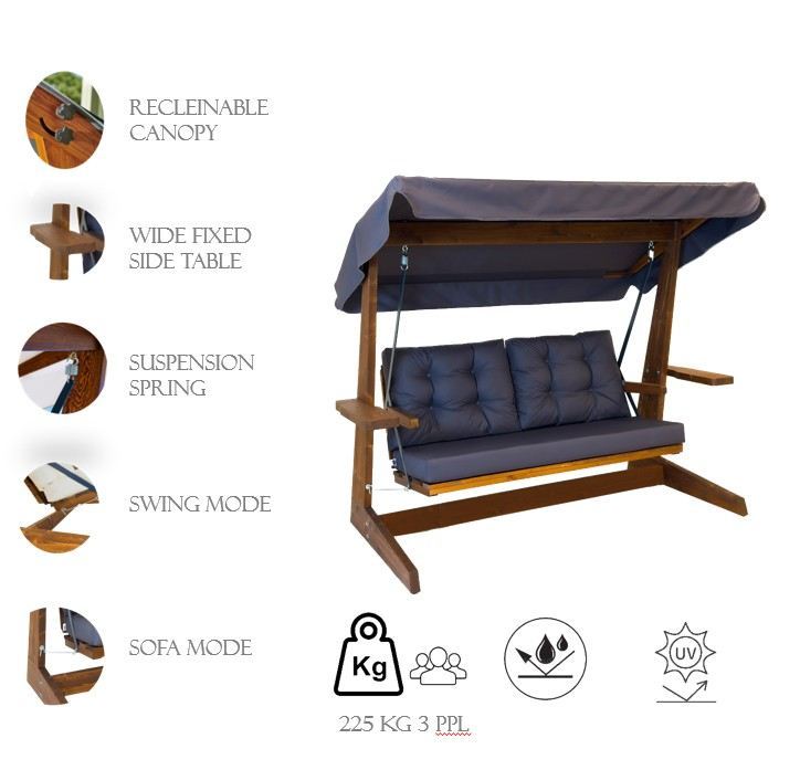 Balansoar de grădină Viva 2200, Diverse culori, 220x100x175 cm - Bej | SKU: 675SWG1118 | Balansoar de grădină Viva 2200, 220x100x175 cm, varianta Bej, produs pentru amenajarea locuinței, disponibil online în România la CasaMob