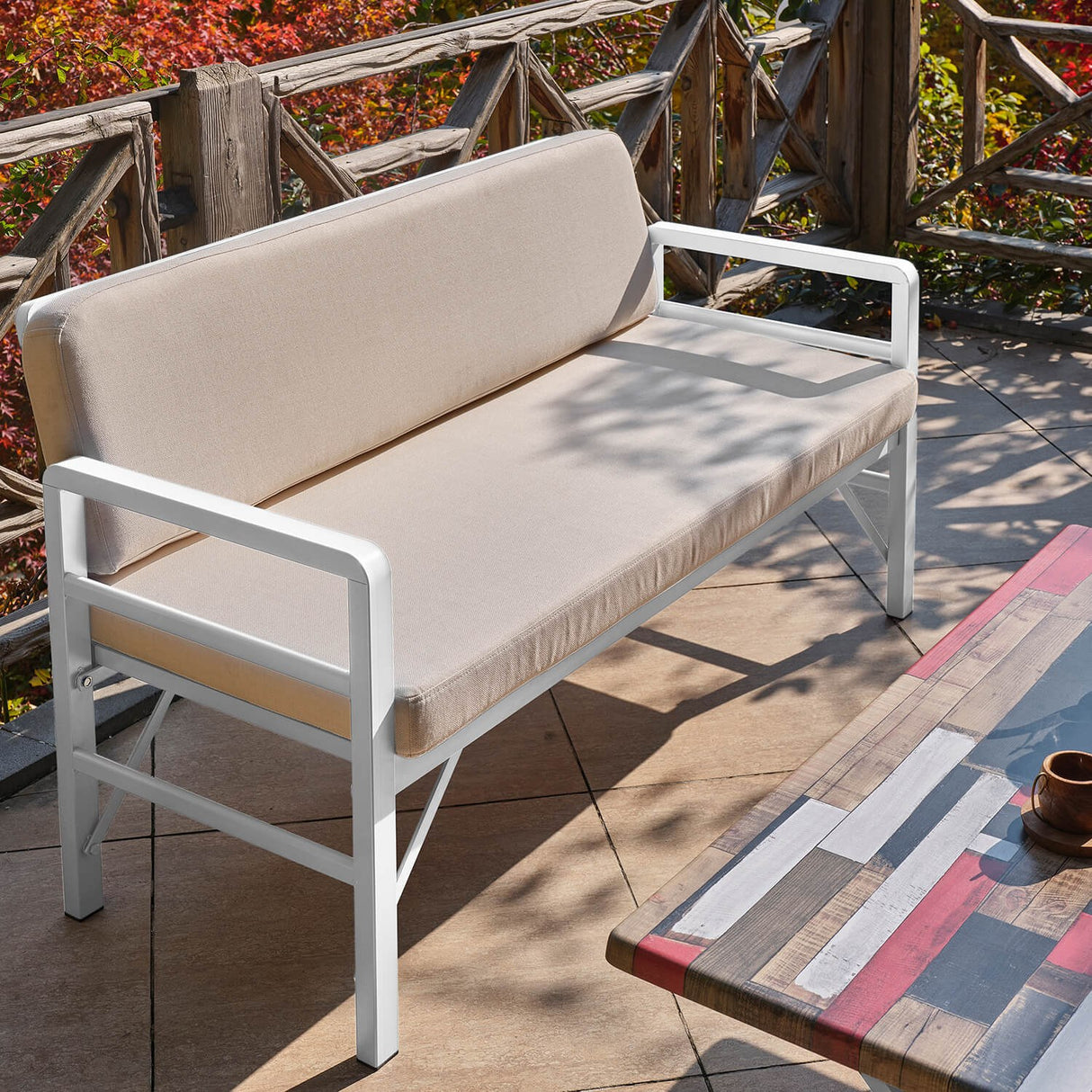Set de grădină Pandora (2-2-S), Diverse culori, 139x75x52 cm - Alb - Crem | SKU: 679HVN1188 | Set de grădină Pandora (2-2-S), 139x75x52 cm, varianta Alb - Crem, produs pentru amenajarea locuinței, disponibil online în România la CasaMob