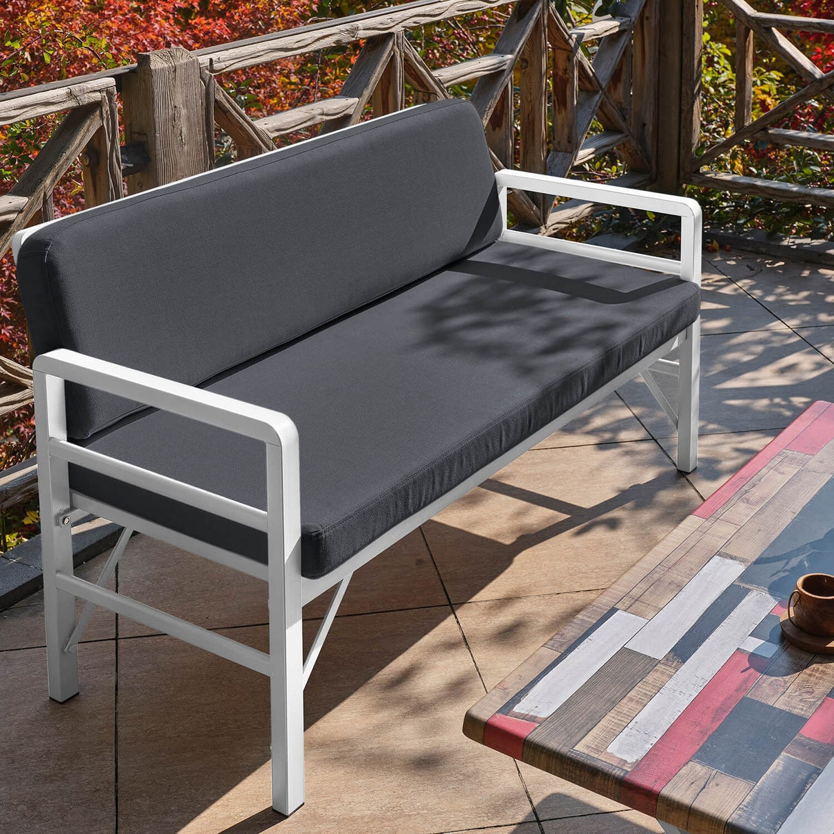 Set de grădină Pandora (2-2-S), Diverse culori, 139x75x52 cm - Alb - Antracit | SKU: 679HVN1190 | Set de grădină Pandora (2-2-S), 139x75x52 cm, varianta Alb - Antracit, produs pentru amenajarea locuinței, disponibil online în România la CasaMob