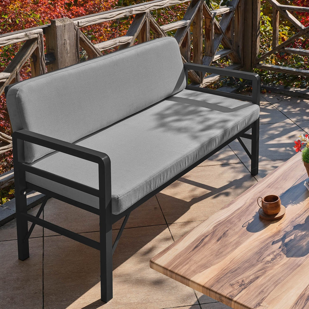 Set de grădină Pandora (2-2-S), Diverse culori, 139x75x52 cm - Negru - Gri | SKU: 679HVN1196 | Set de grădină Pandora (2-2-S), 139x75x52 cm, varianta Negru - Gri, produs pentru amenajarea locuinței, disponibil online în România la CasaMob