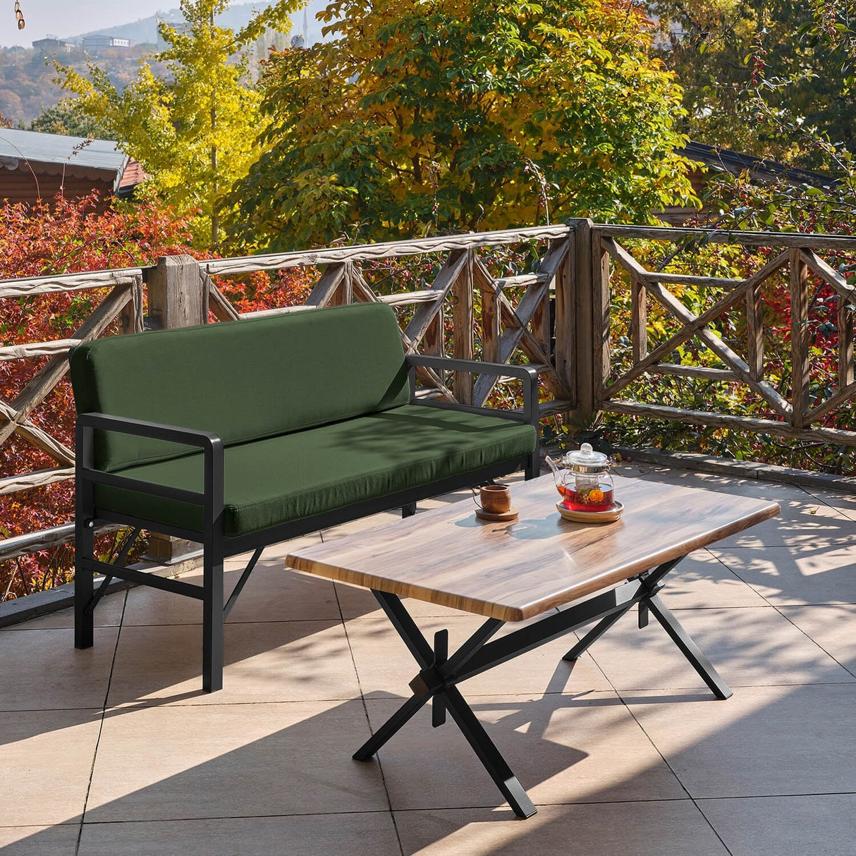 Set de grădină Pandora (2-2-S), Diverse culori, 139x75x52 cm - Negru - Verde | SKU: 679HVN1199 | Set de grădină Pandora (2-2-S), 139x75x52 cm, varianta Negru - Verde, produs pentru amenajarea locuinței, disponibil online în România la CasaMob